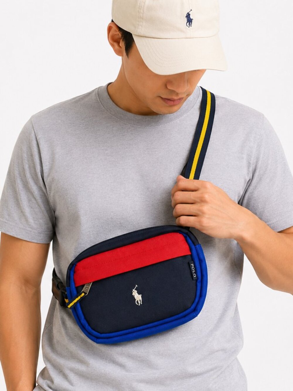 Polo Ralph Lauren Belt Waist Bag Fanny Pack Multi Color & WhitePolo Horse